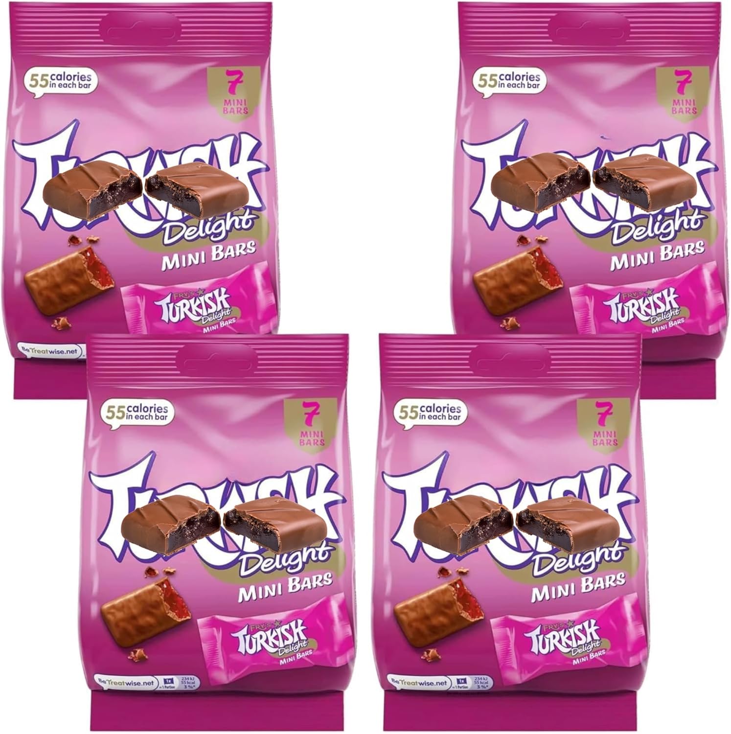 Turkish Delight Bundle with Mini Little Delicious Bars 7 Pack 105g by Turkish Delight Chocolates (4 Pack)