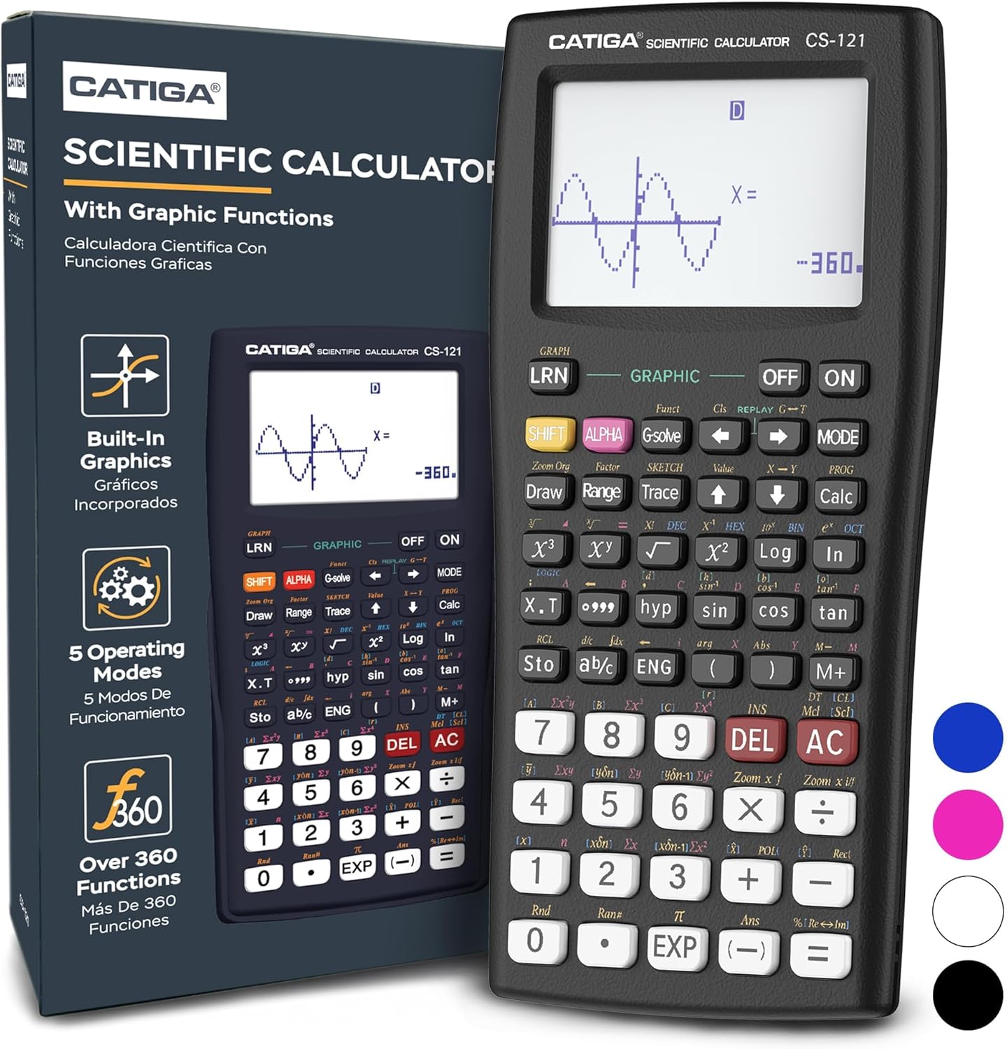 CATIGA Scientific Calculator with Graphic Functions, Multiple Modes with Intuitive Interface, Perfect for Beginner and Advanced Courses, High School or College, CS-121