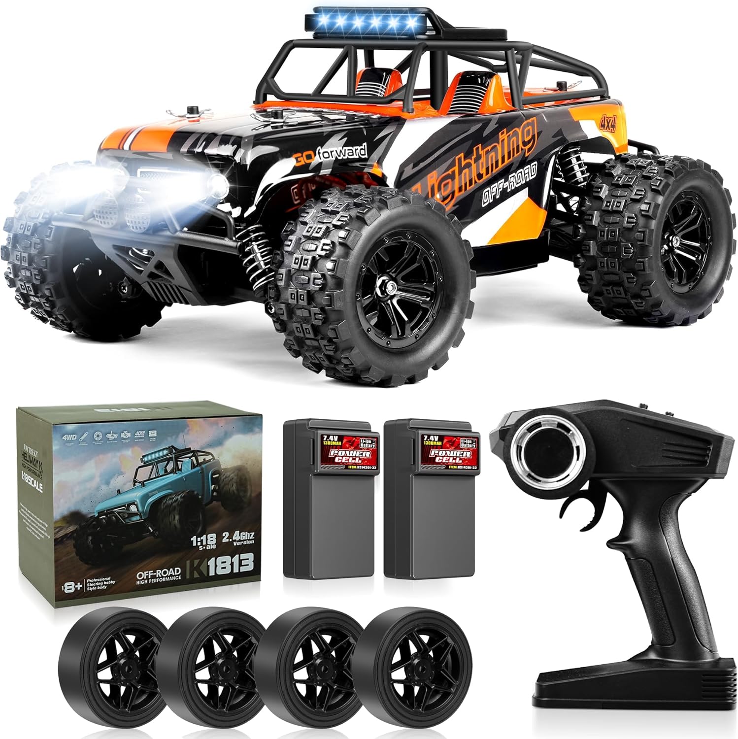 JOYTREKY Remote Control Cars 1:18 Scale High Speed RC Car 40KM/H 4WD Off-Road RC Cars For Adults 2.4GHz Gift for Boys Adults 2 Batteries Included