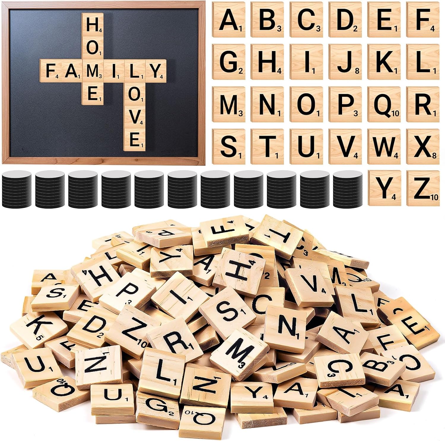 150 PCS Wood Magnetic Letter, Wooden Letter Magnets for Fridge Refrigerator Wall, Alphabet Tile Letters Magnetics for Fun Learning Decorative Game Board