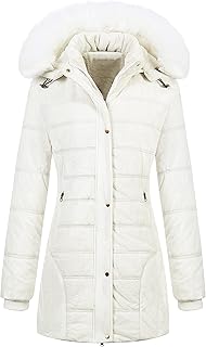 Chrisuno Women's Warm Winter Coat Velvet Puffer Jacket Quilted Faux Fur Hood