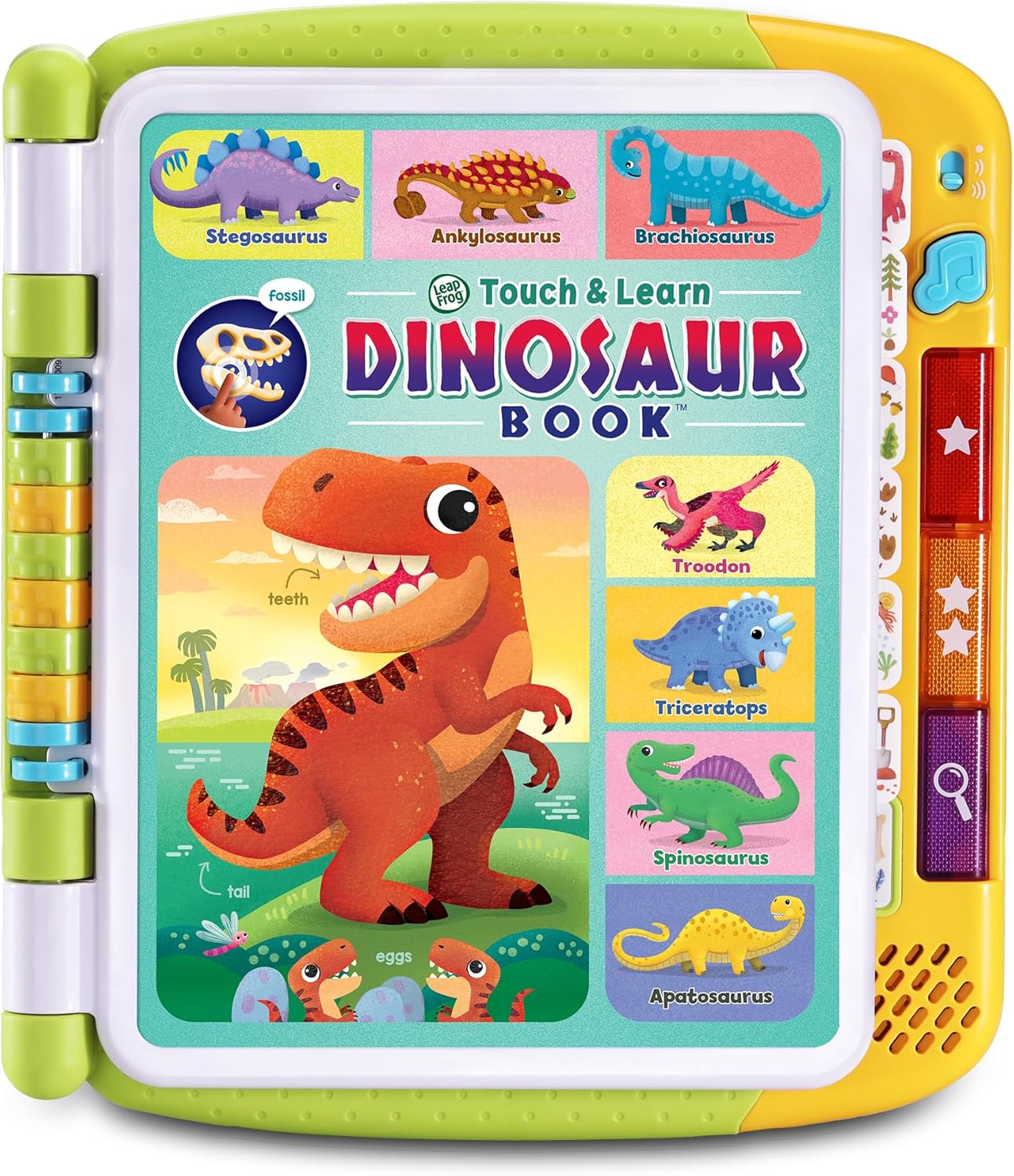 LeapFrog Touch & Learn Dinosaur Book, Educational & Interactive Book, 500+ Touchpoints, Triassic, Jurassic, & Cretaceous Periods, Music & Phrases, Toddler Toy for Ages 3, 4, 5+ Years, English Version