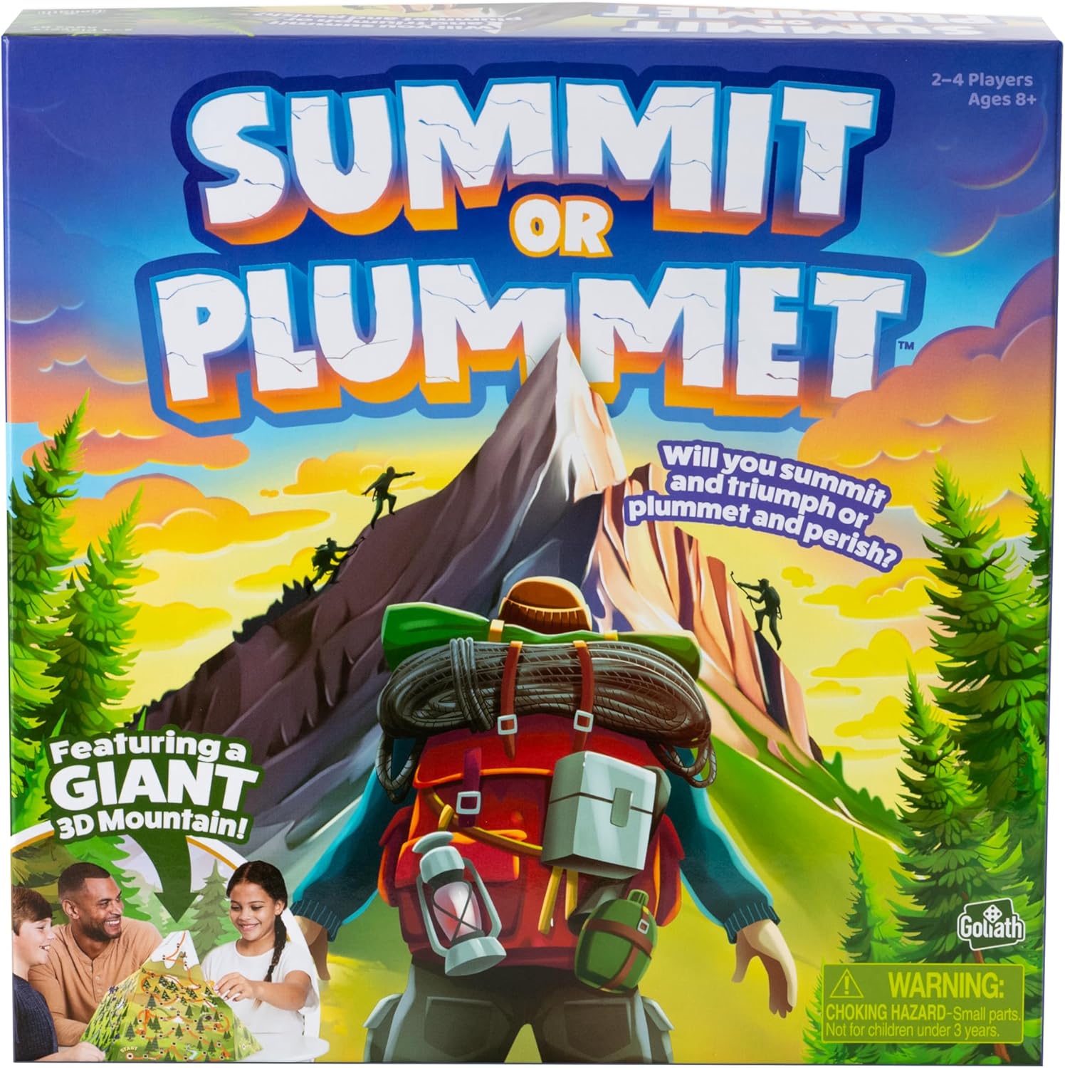 Goliath Summit or Plummet Game | Includes A Giant 13-Inch Tall 3D Mountain | 2-4 Players | Ages 8+