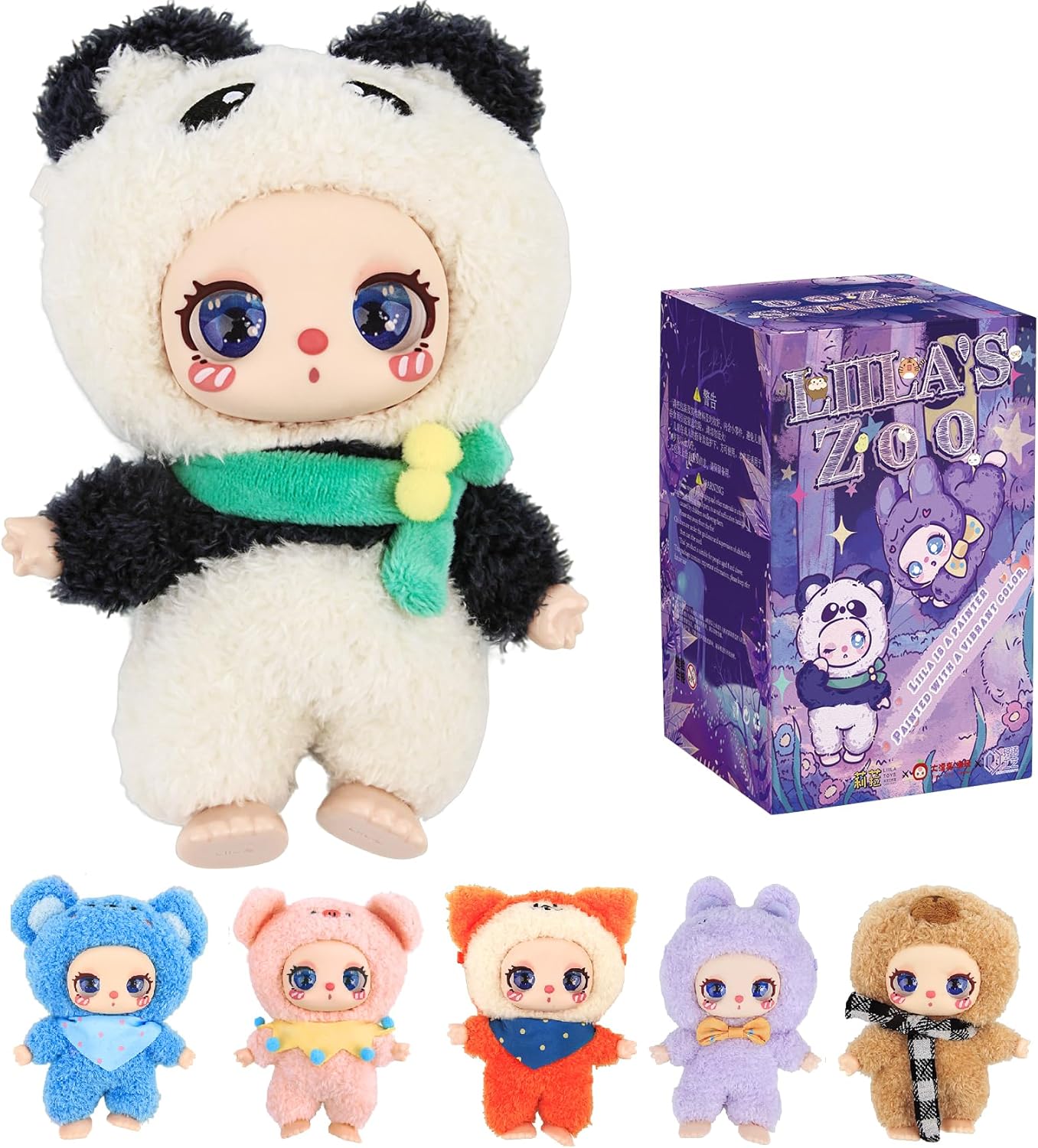 Liila‘s Zoo Series Plush Blind Box, Adorable Plush Collectible Toys, 6.3IN Hangable Doll with Unique Designs Birthday Gifts, 1PCS (1 of 7 Possible Styles)