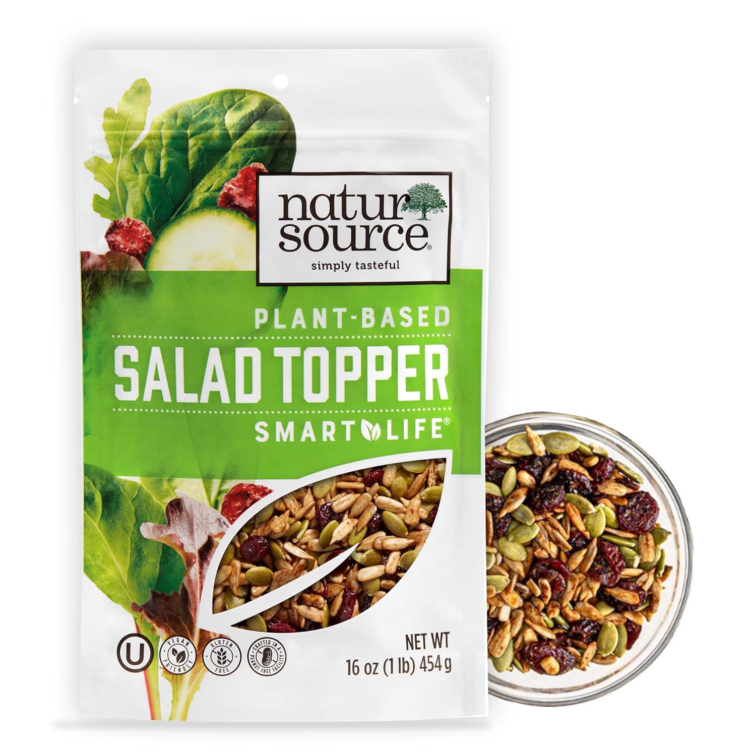 naturSource Salad Topper Smart Life - Salad Toppings, Salad Mix, Salad Toppers Seeds and Cranberries, Crunchy, Mixed Seeds for Salad, Oatmeal or Yogurt, Natural, Gluten Free - 16 Oz (1 Lb)