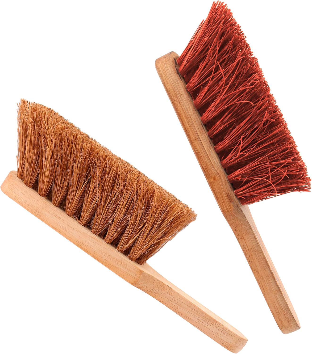 COTTAM Soft & Firm Hand Brushes (Pack of 2) - 100% Natural Soft Coco & Stiff Bassine Bristle With Wooden Handles