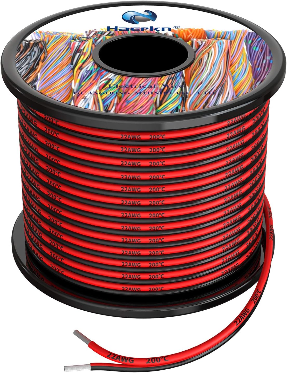Haerkn 22 awg Silicone Electrical Wire Cable 2 Cores 100ft Spool