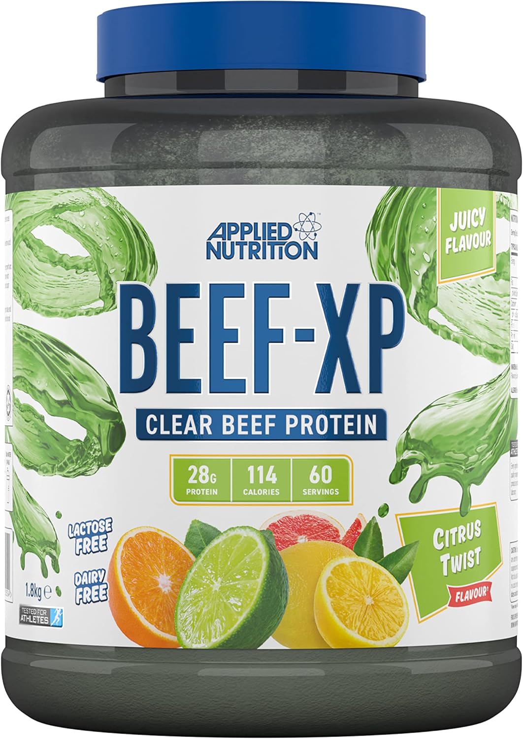 Applied Nutrition Beef XP - Clear Hydrolysed Beef Protein Isolate, Fruit Juice Style, Dairy Free Beef Protein Powder, Lactose Free, Zero Sugar, Low Fat, 1.8kg - 60 Servings (Citrus Twist)