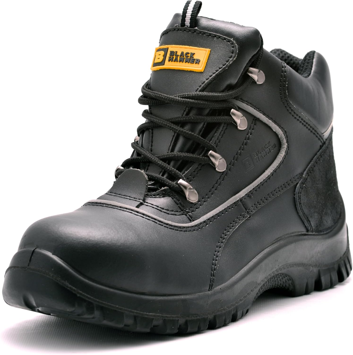 Black Hammer Mens Safety Boots Steel Toe Cap S3 SRC Work Shoes Ankle Leather 7752