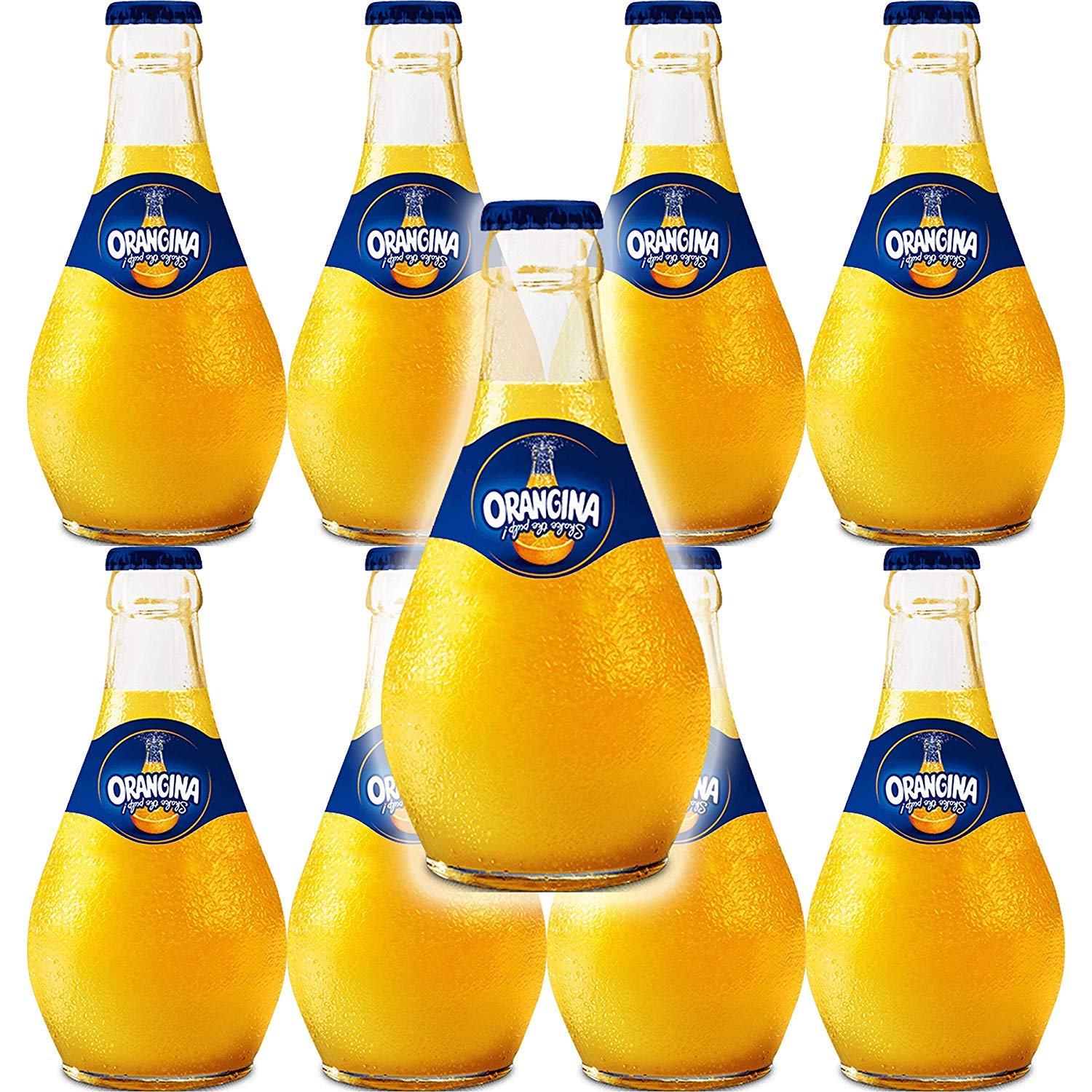 Orangina Sparkling Citrus Beverage with Pulp, 8.5 Fl Oz Glass Bottle (16 Bottles)