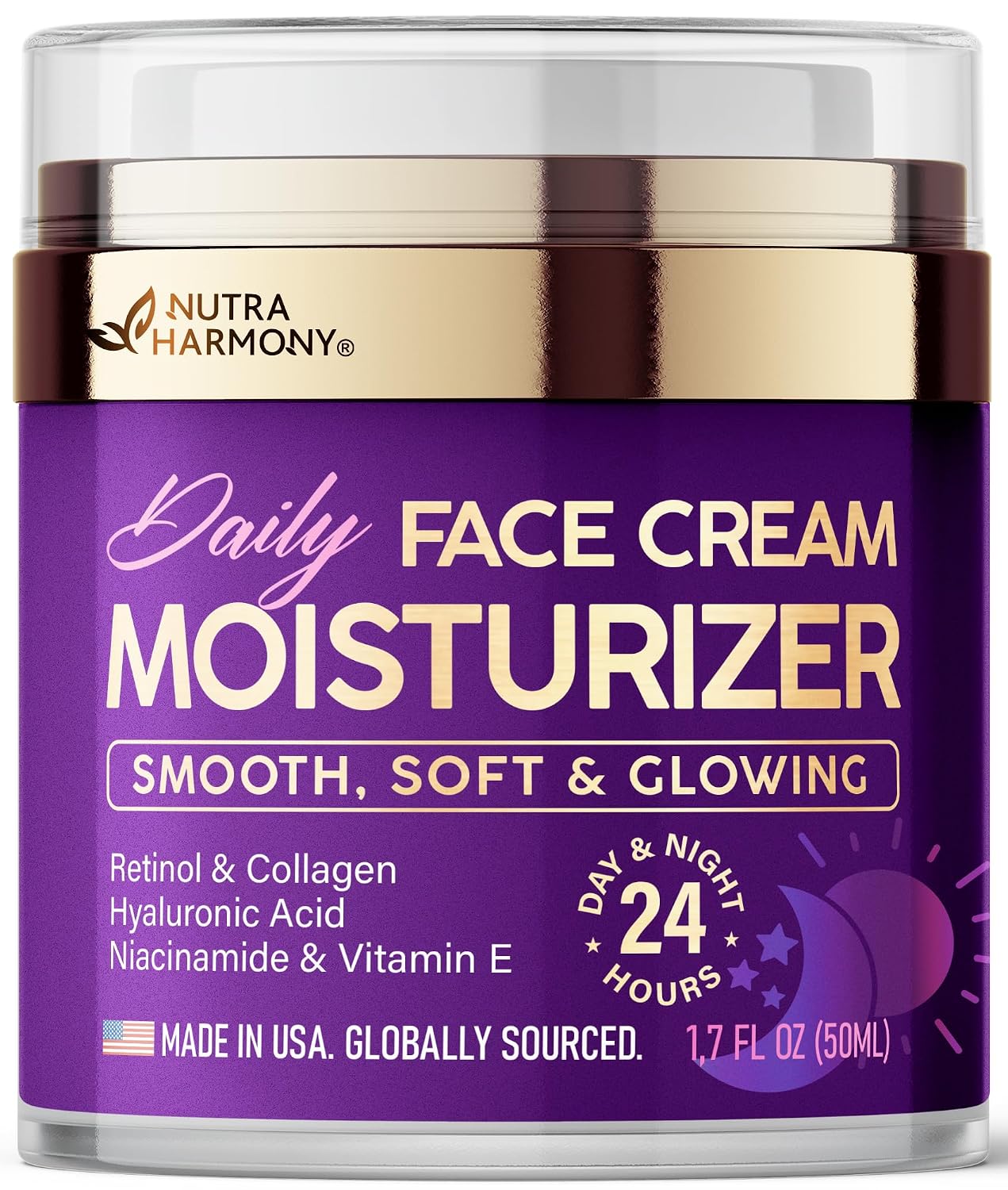 Face Moisturizer - Collagen | Retinol | Hyaluronic Acid | Vits C & E, 1.7oz