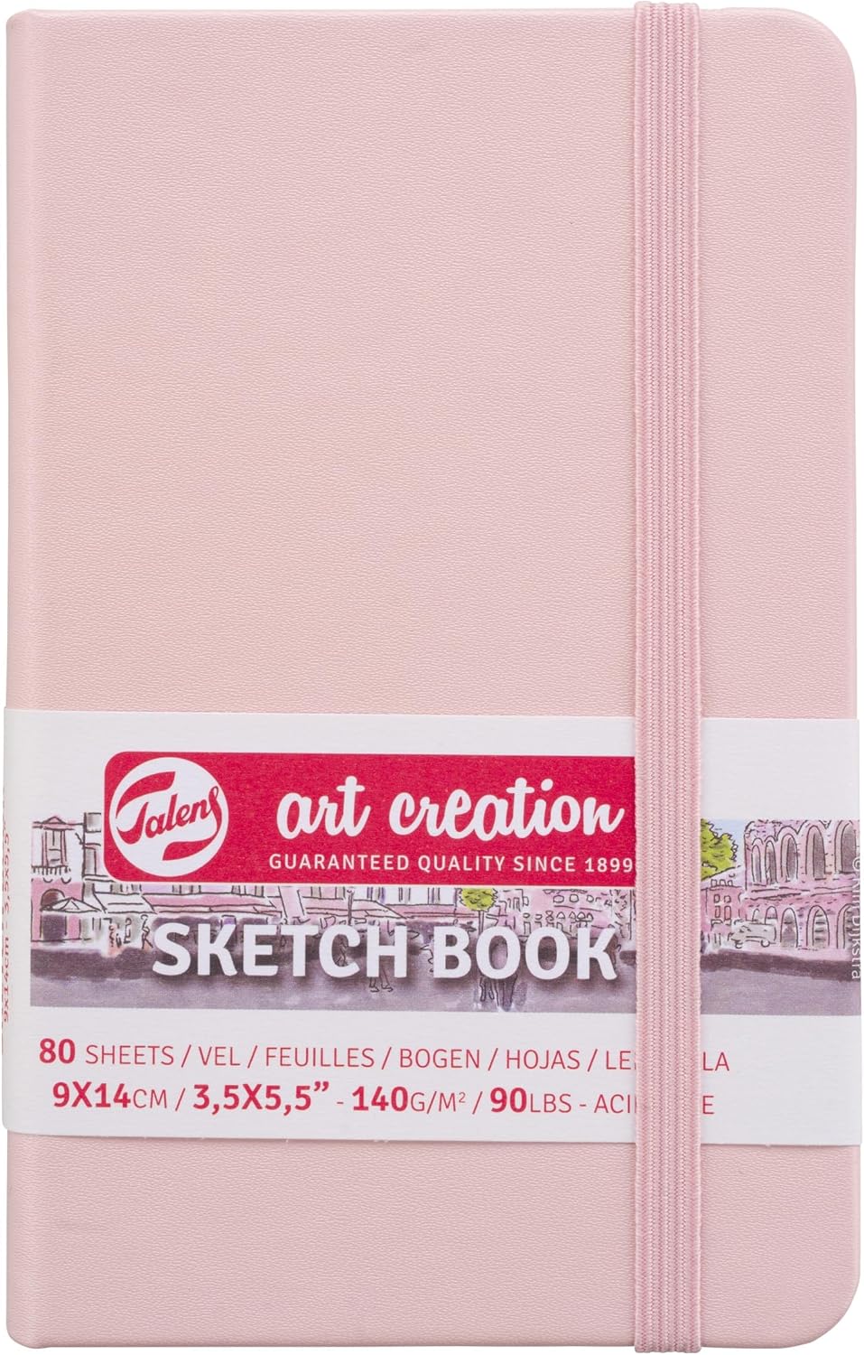 Talens Art Creation Sketchbook 9x14cm Pastel Pink - 80 Sheets 140g Acid-Free Paper - Ideal for Pencil Ink Charcoal Acrylics