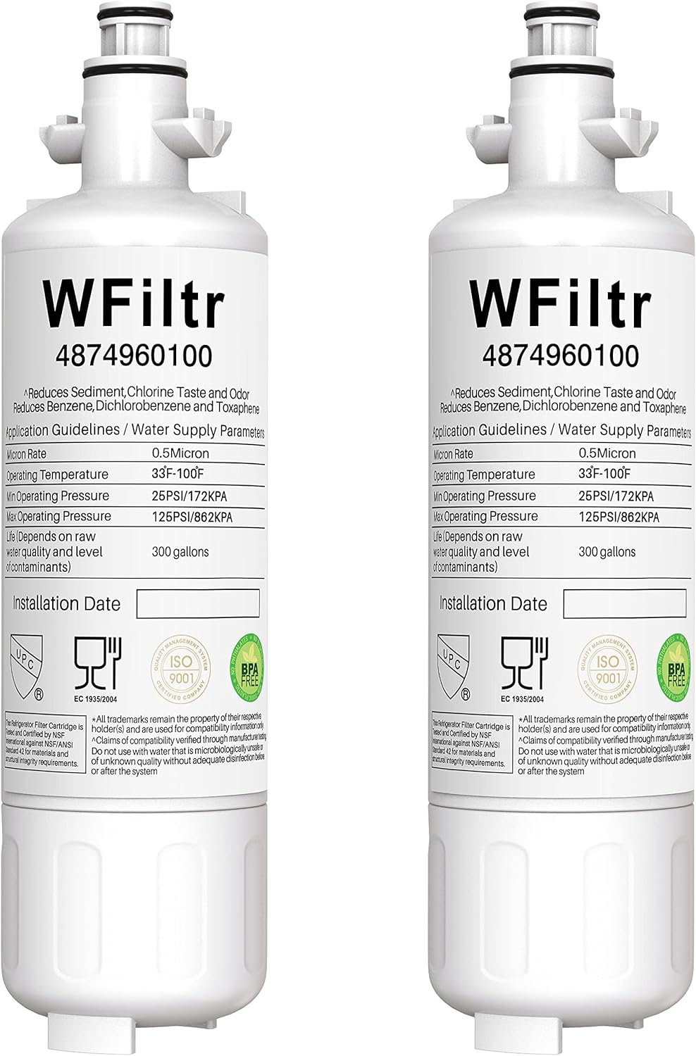 4874960100 Replacement for Beko Refrigerator Filter 4874960100 (2 Pack)