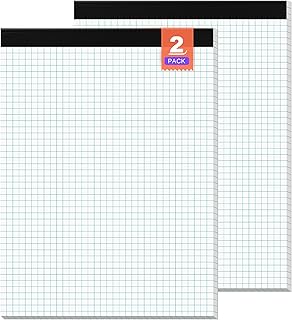 Graph Paper, Grid Paper 8.5 x 11 Graph Paper Pad, [2 Pack] Quad Ruled Grid Paper Pad, 4x4 Squared Legal Pad 30 Sheets per Quadrille Paper for School Office Supplies, Double-Printing, Easy Tear-Off