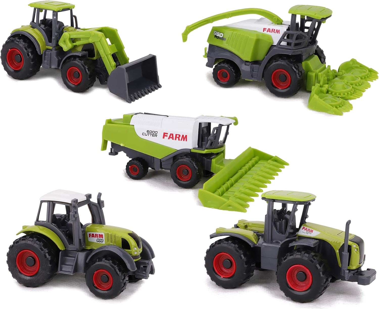 Toyland® Set of 5 Green Die Cast Metal Farm Machinery Toys - Approx 4.5cm Each - Includes Tractors,Combine Harvesters & More!