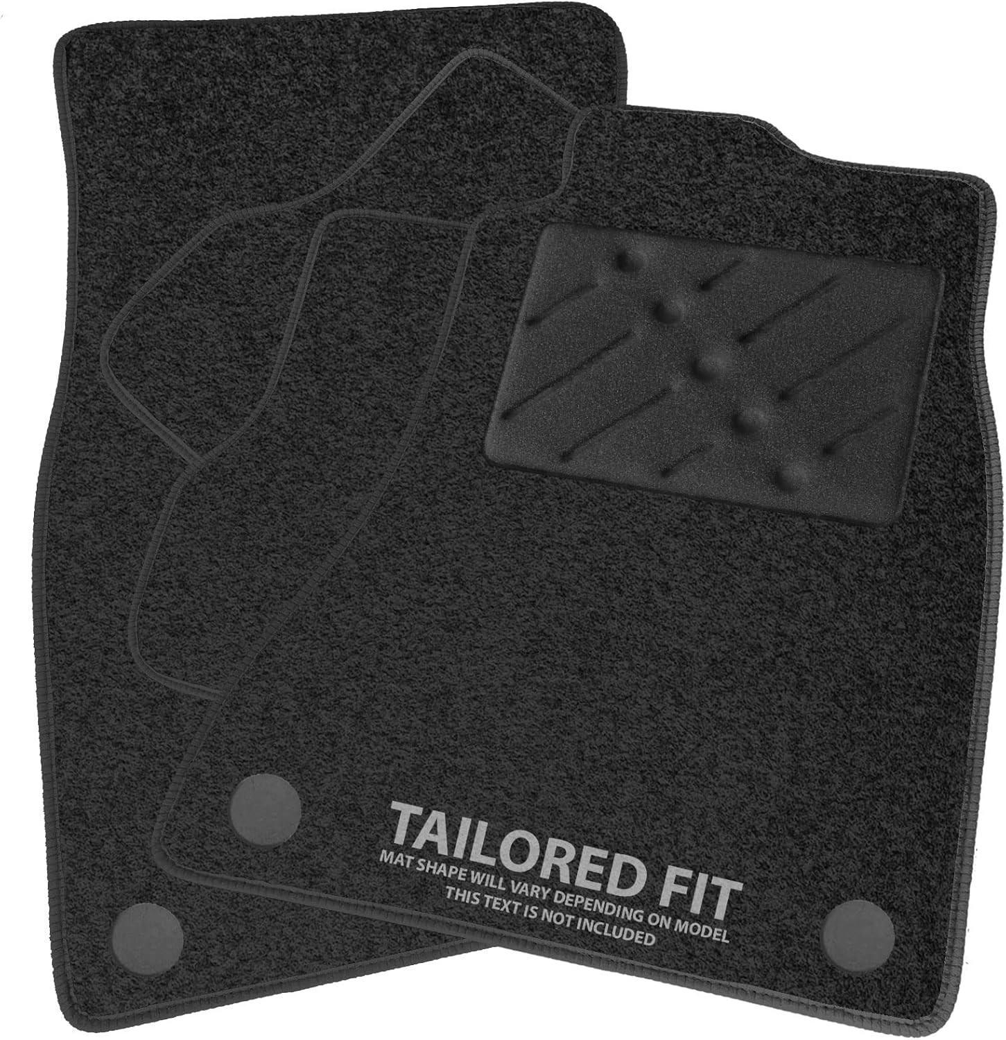 Car Mats FOR Kia Niro Hybrid 2016-2021 Charcoal Carpet - Black Ribbed Trim - Black Rectangle Heel Pad [SAPP-2119]