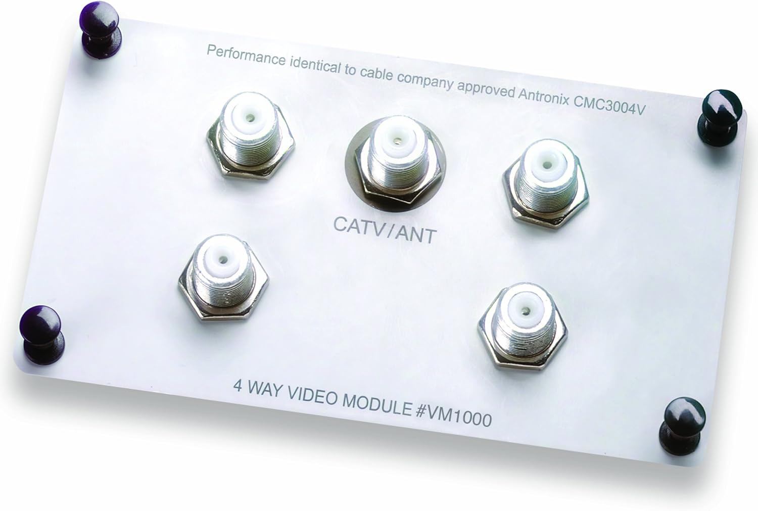 Legrand - OnQ 4 Way Video Module, Enhanced Passive 1GHz Video Splitter, Enclosure Mount Style for Digital Cable, High-Speed Internet, HDTV, 1 Count, VM1000