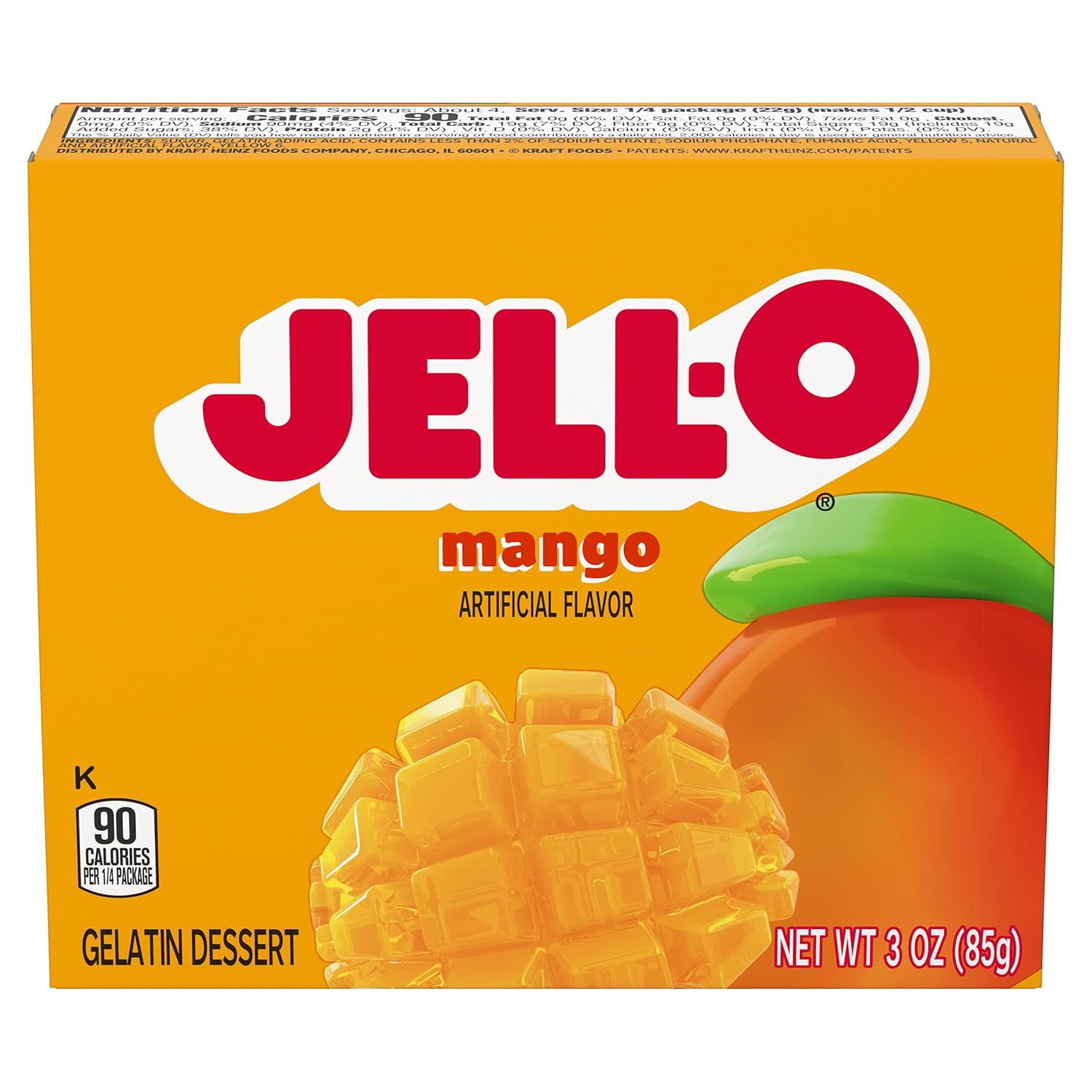 Jell-O Gelatin Snacks, Mango, 3-Ounce (Pack of 1)