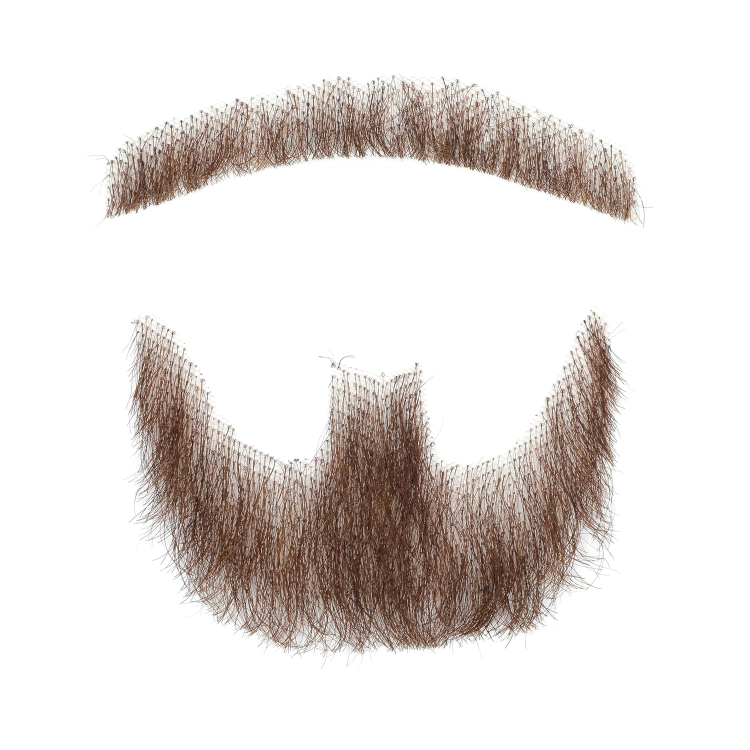 Fake Mustache, Natural Looking Human Hair Fake Beard, Premium Invisible Lace Realistic Costume Beard for Halloween, Parties, Cosplay or Film Makeup (Brown Fake Mustache)