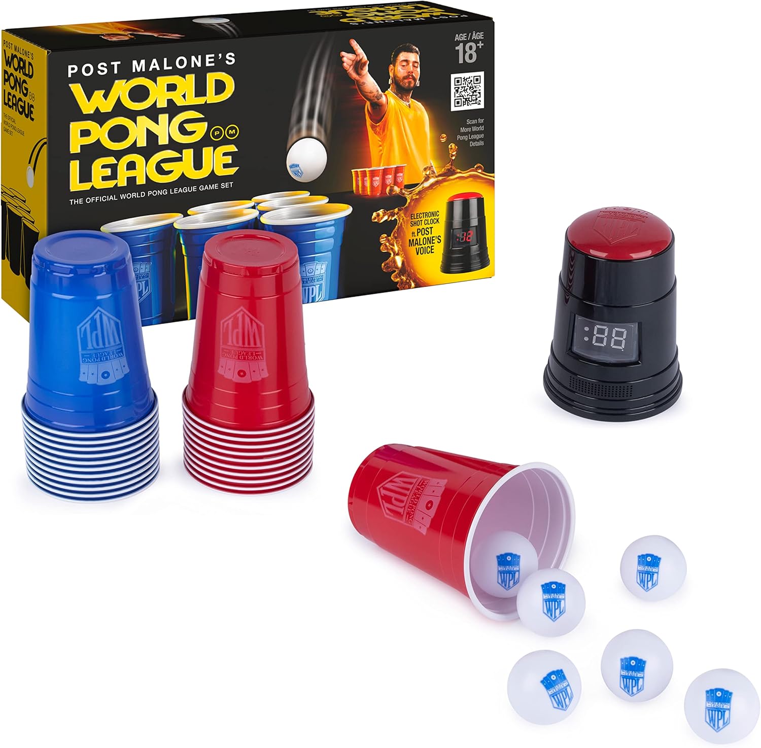 Post Malone World Pong League Beer Drinking Game for Bachelor Party Outdoor Games With Plastic Cups and Ping Pong Balls, for Adults Ages 18 and Up