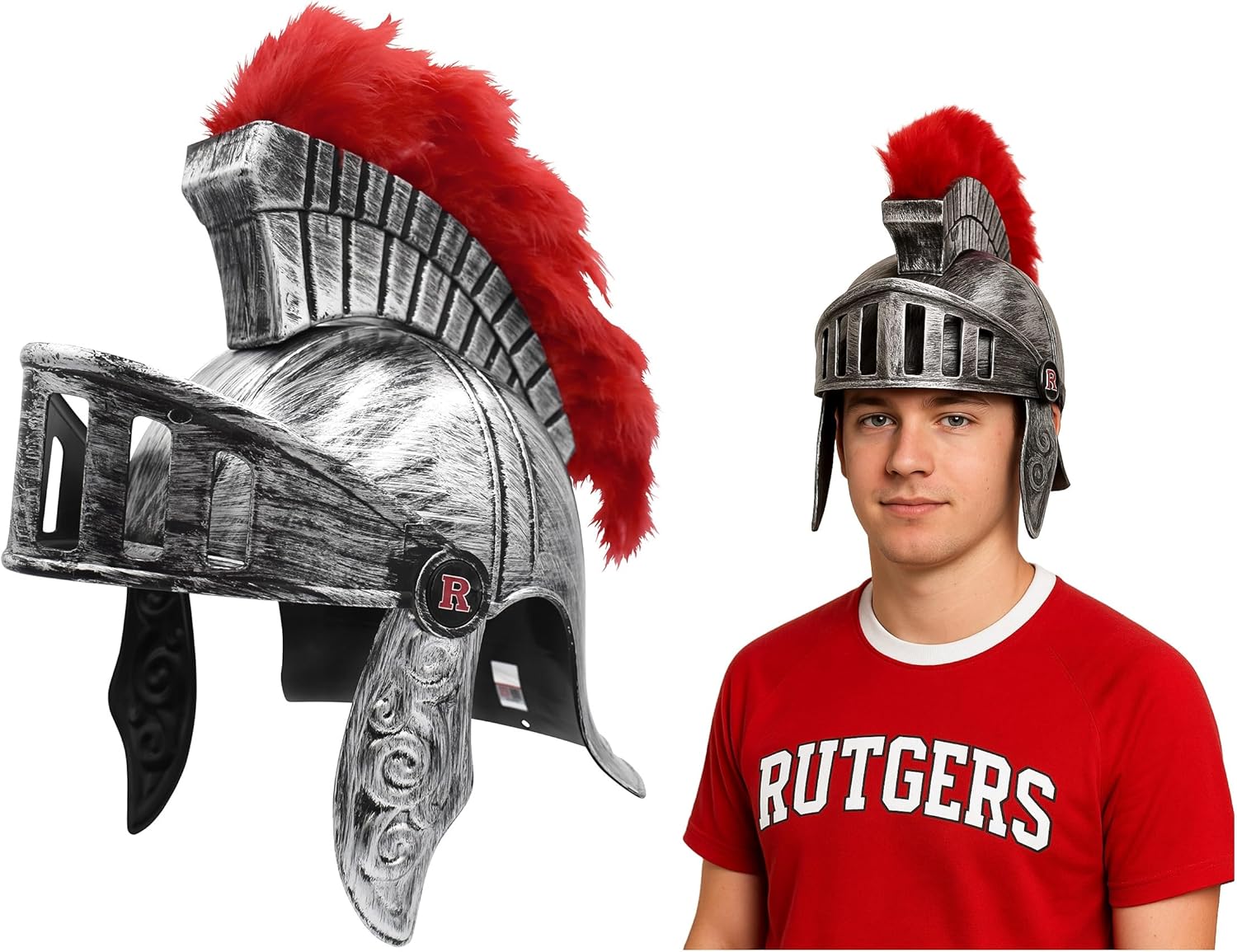 Nicky Bigs Novelties Rutgers University Unisex-Adult Sir Henry The Scarlet Knight Helmet Mascot Costume Accessory