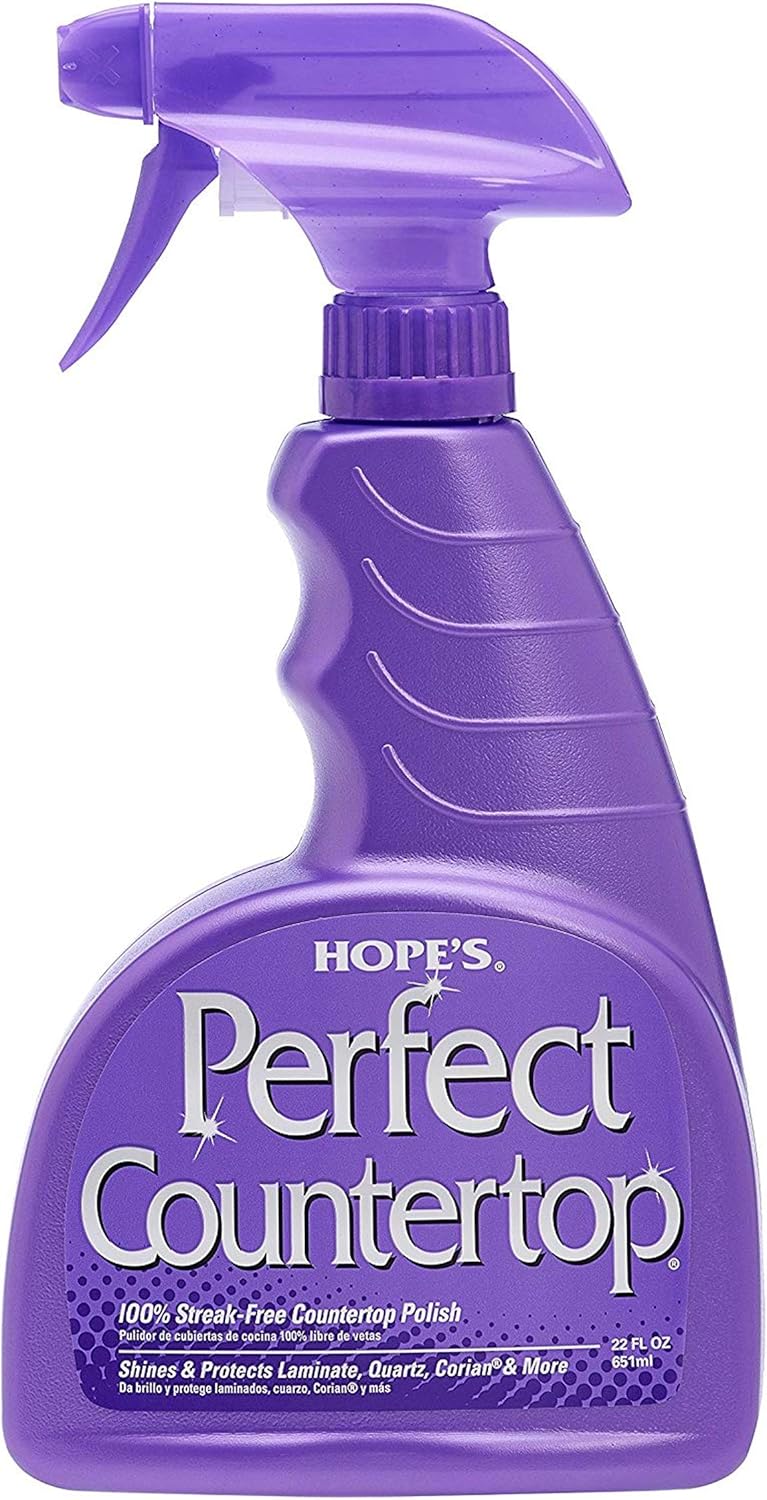 HOPE'S Perfect Countertop Cleaner and Polish 22-Ounce, Streak-Free Multi-Surface Cleaning Spray, Safe on Stone, Laminate, CORIAN, Granite, Quartz, Marble, Pack of 1