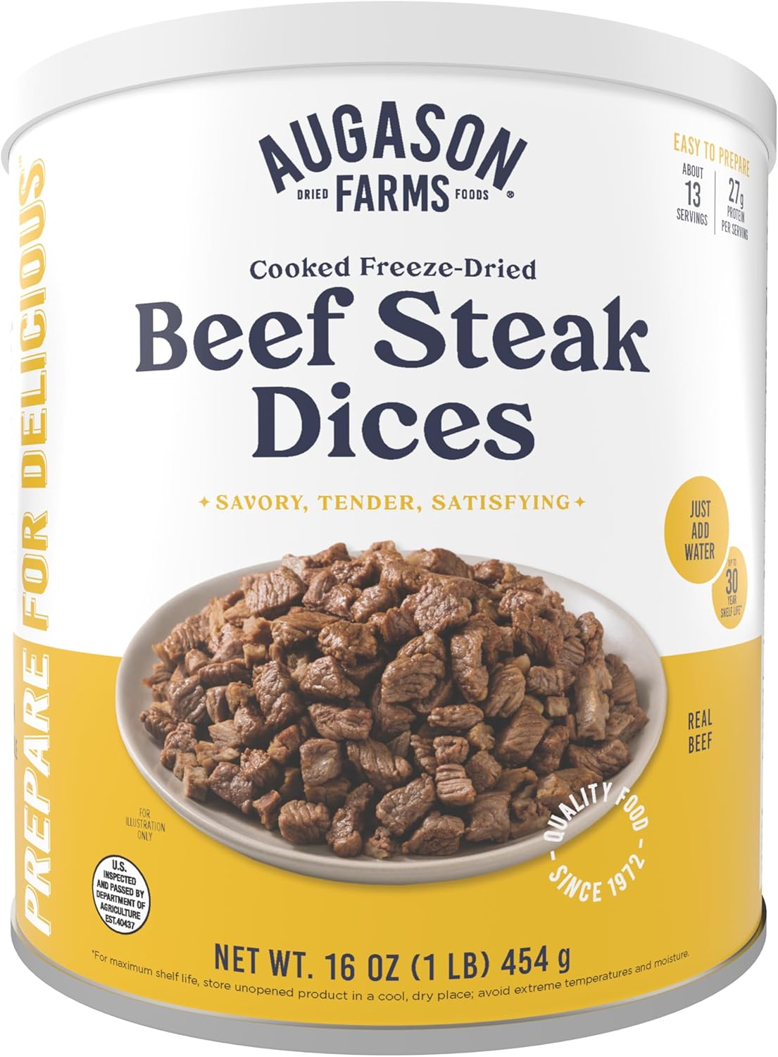 Augason Farms Freeze Dried Beef Chunks #10 Can, 16 oz