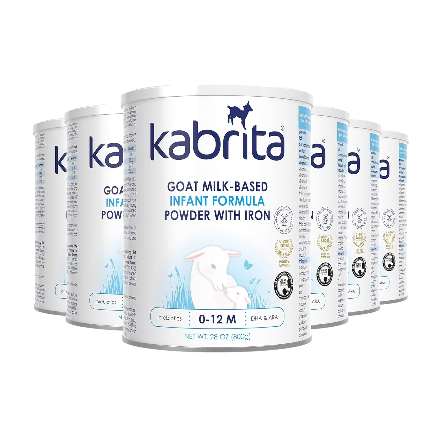 Kabrita Goat Milk-Based Infant Formula Powder with Iron, DHA, ARA & Prebiotics, for Infants 0–12 Months, Non-GMO, 28 oz (Pack of 6)