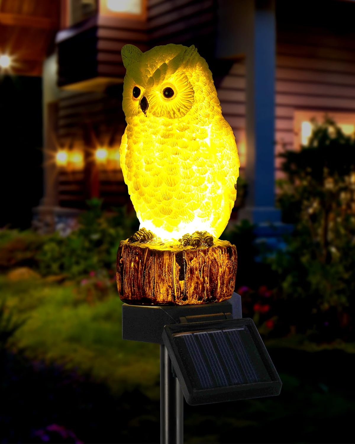 iStatue Owl Solar Decorative Garden Stake Lighting, Waterproof Cute Animal Outdoor Figurine Lights Ornament Statue Decor for Pathway, Patio, Lawn Housewarming (Owl)