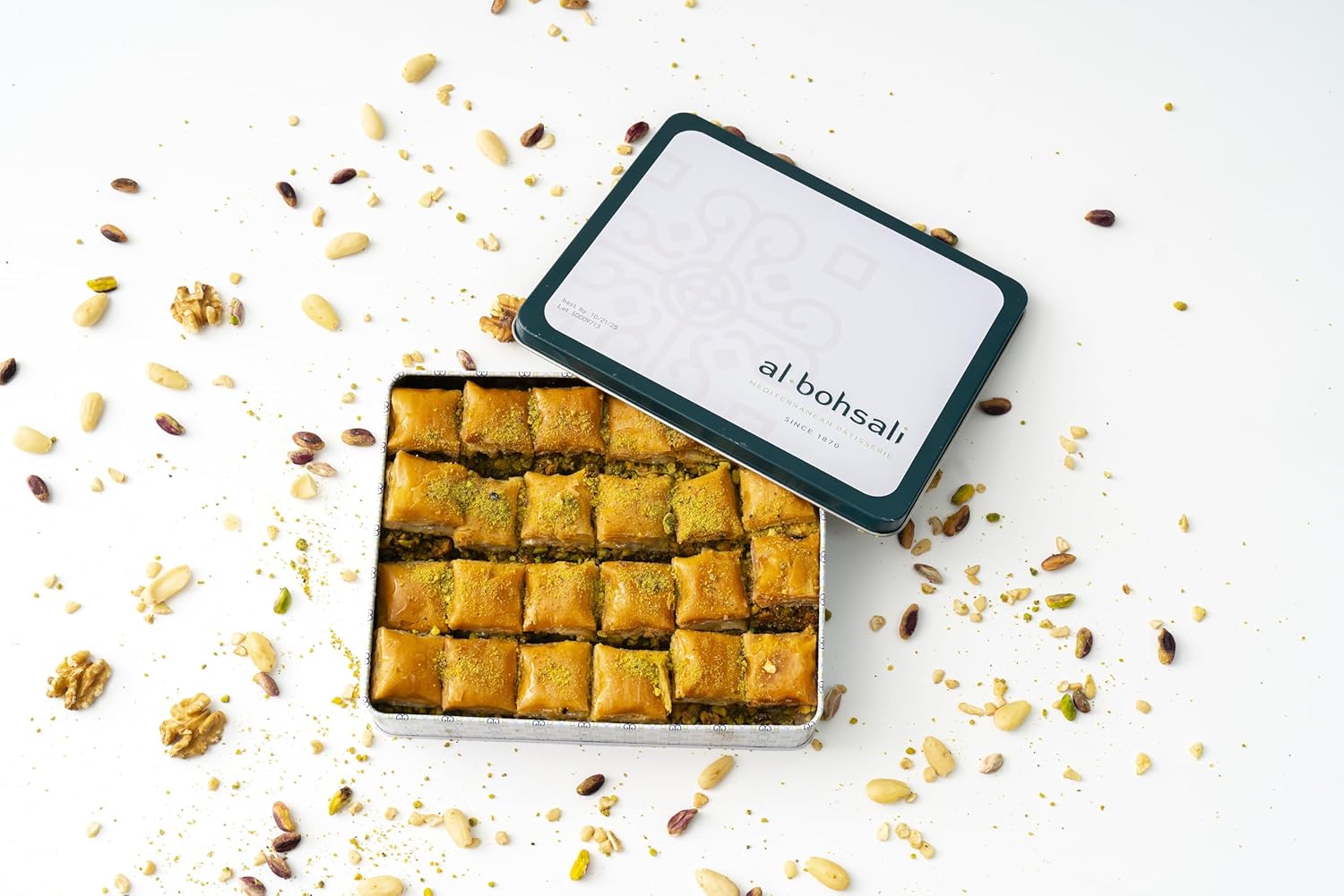 Al Bohsali 1870-24 Piece Premium Pistachio Baklava Pastries