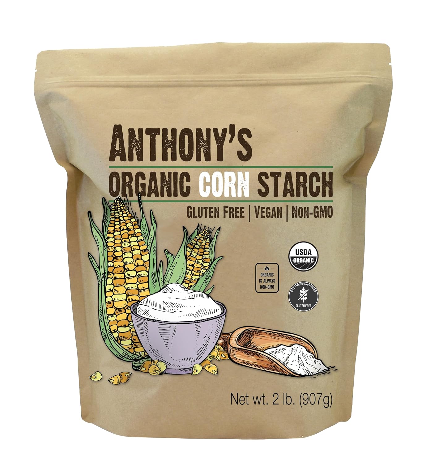 Anthony's Organic Corn Starch, Gluten-free, Vegan and Non-GMO