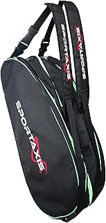SPORTAXIS Badminton/Tennis Racket Kit Bag - Upto 6 Rackets, Shoe & Phone Compartment, Dual Padded Shoulder Straps - Premium Carrying Bag for Racket Sports