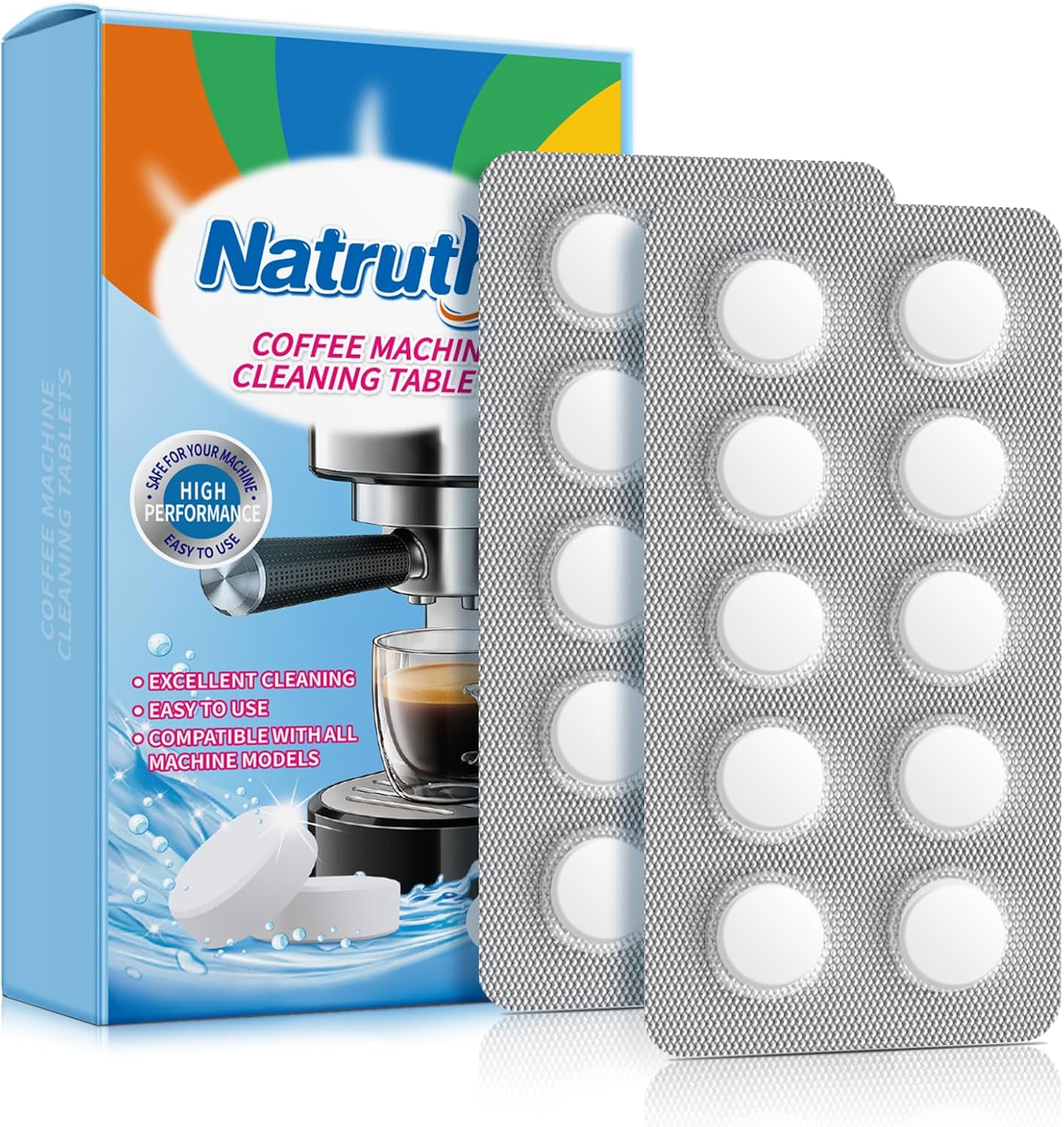 NATRUTH 20 Counts x 2g Coffee Machine Cleaning Tablets for Espresso & Sage Machine Compatible with all Coffee Machines
