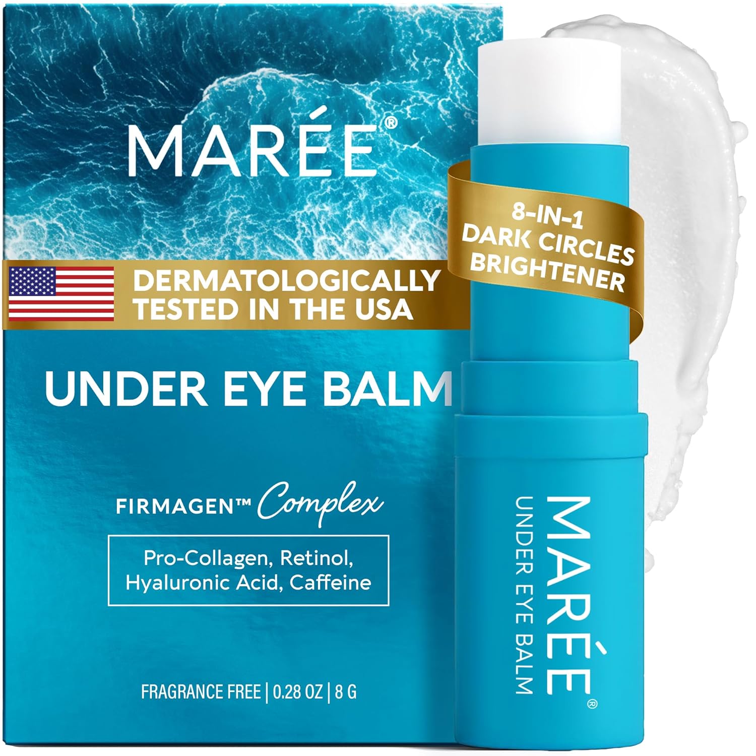 MAREE Under Eye Balm Stick Hydrating - Retinol Caffeine Under Eye Brightener Stick for Older Women - Collagen Under Eye Cream for Dark Circles & Wrinkles - Skin Care Treatment Moisturizer
