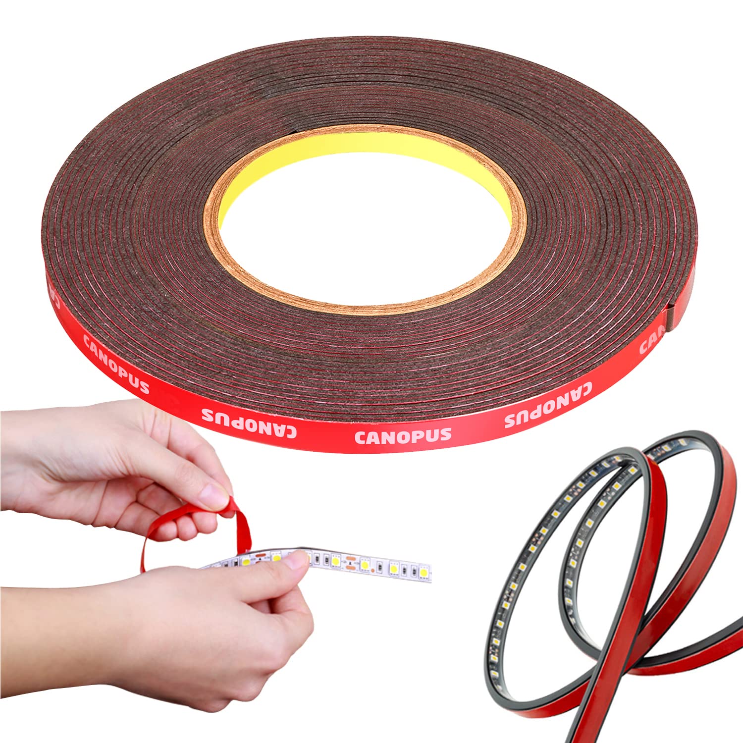 CANOPUS Professional 3M Double Sided Tape Heavy Duty 10mm x 9.75m Waterproof Mounting Tape Strong Adhesive Tape, Ideal for LED Strip Lights Automotive, Home Decor, Car 10mm Double Sided Tape