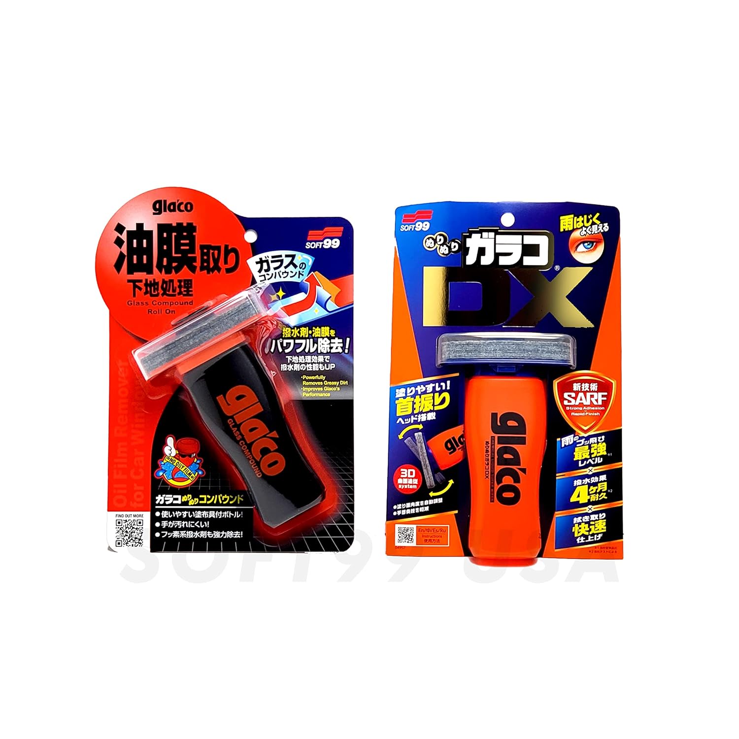 SOFT99 Glaco Glass Compound Roll On 100ml and Glaco DX_110ml_Bundle Package