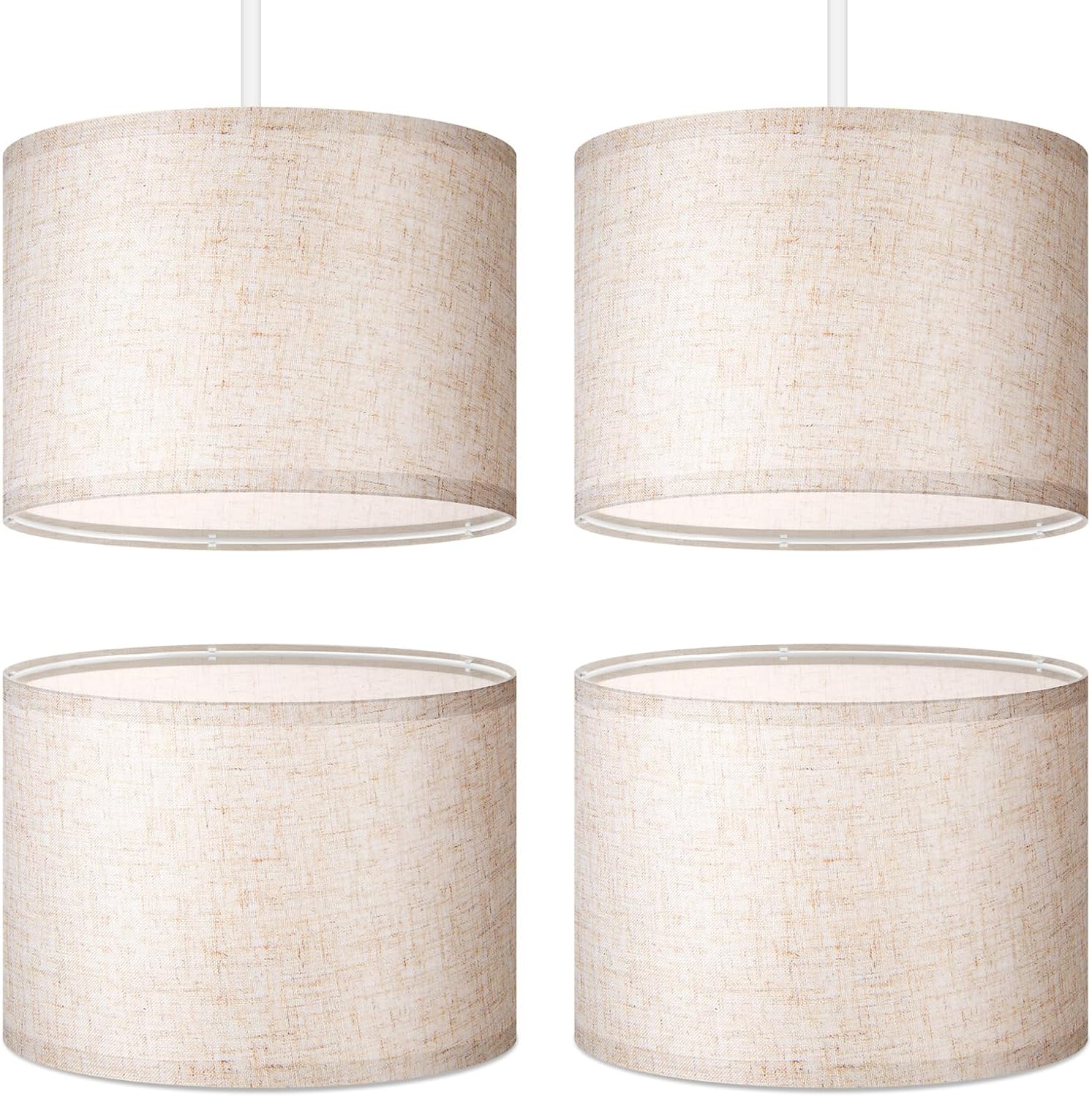 Weewooday 4 Sets Fabric Lampshade with E27 to E14 Adapter Ring Modern Ceiling Pendant Table Drum Light Shade Linen Lamp Shades for Table Bedside Floor Lamp(Taupe,10 Inch)