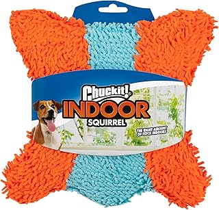 Chuckit! Indoor Fetch Squirrel Dog Toy (9 Inch), Orange and Blue