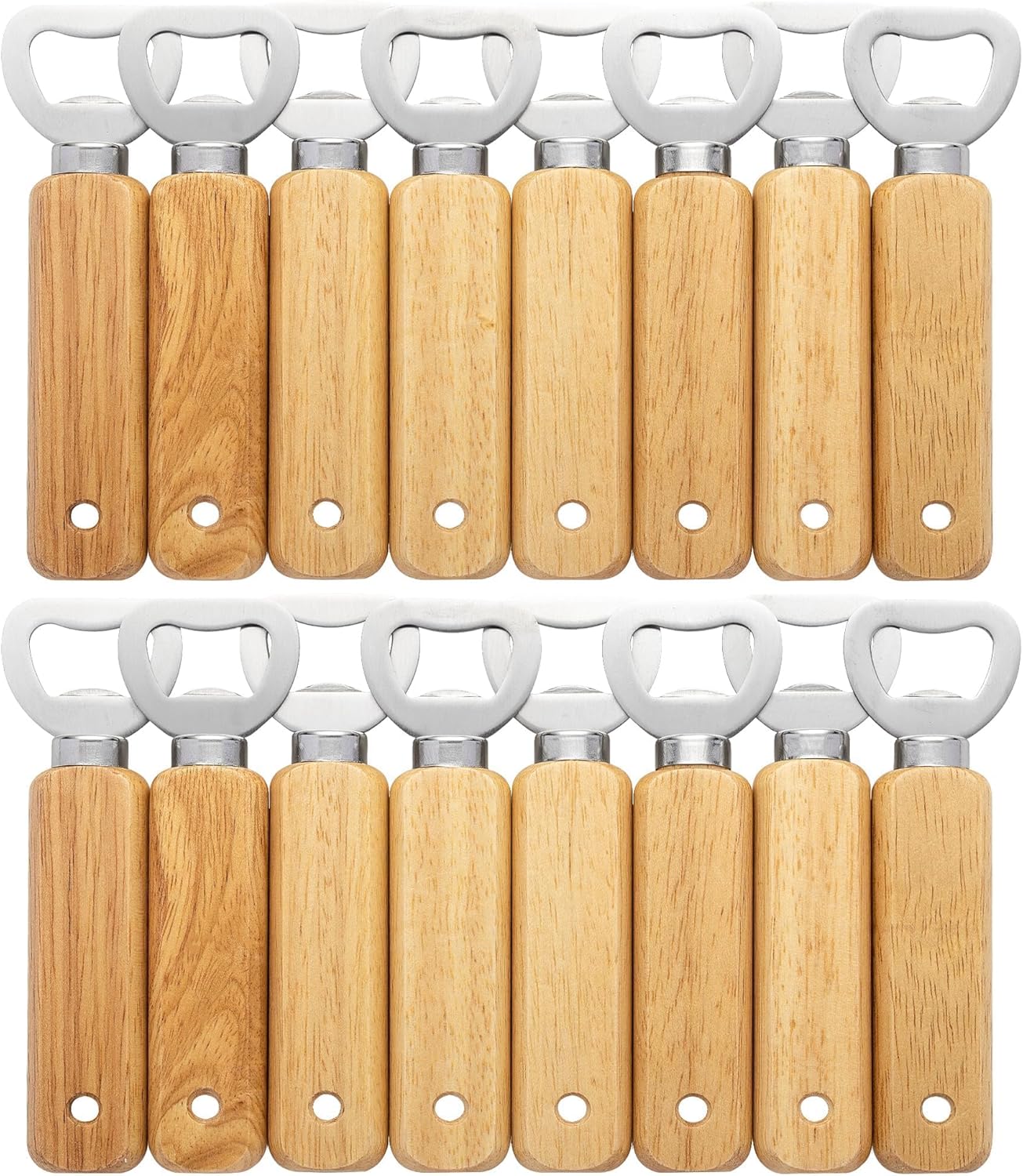 Engravable Wooden Bottle Openers, 16 PCS Handheld Beer Bottle Openers for Drinks Cider Bar Home Gadgets KH1316