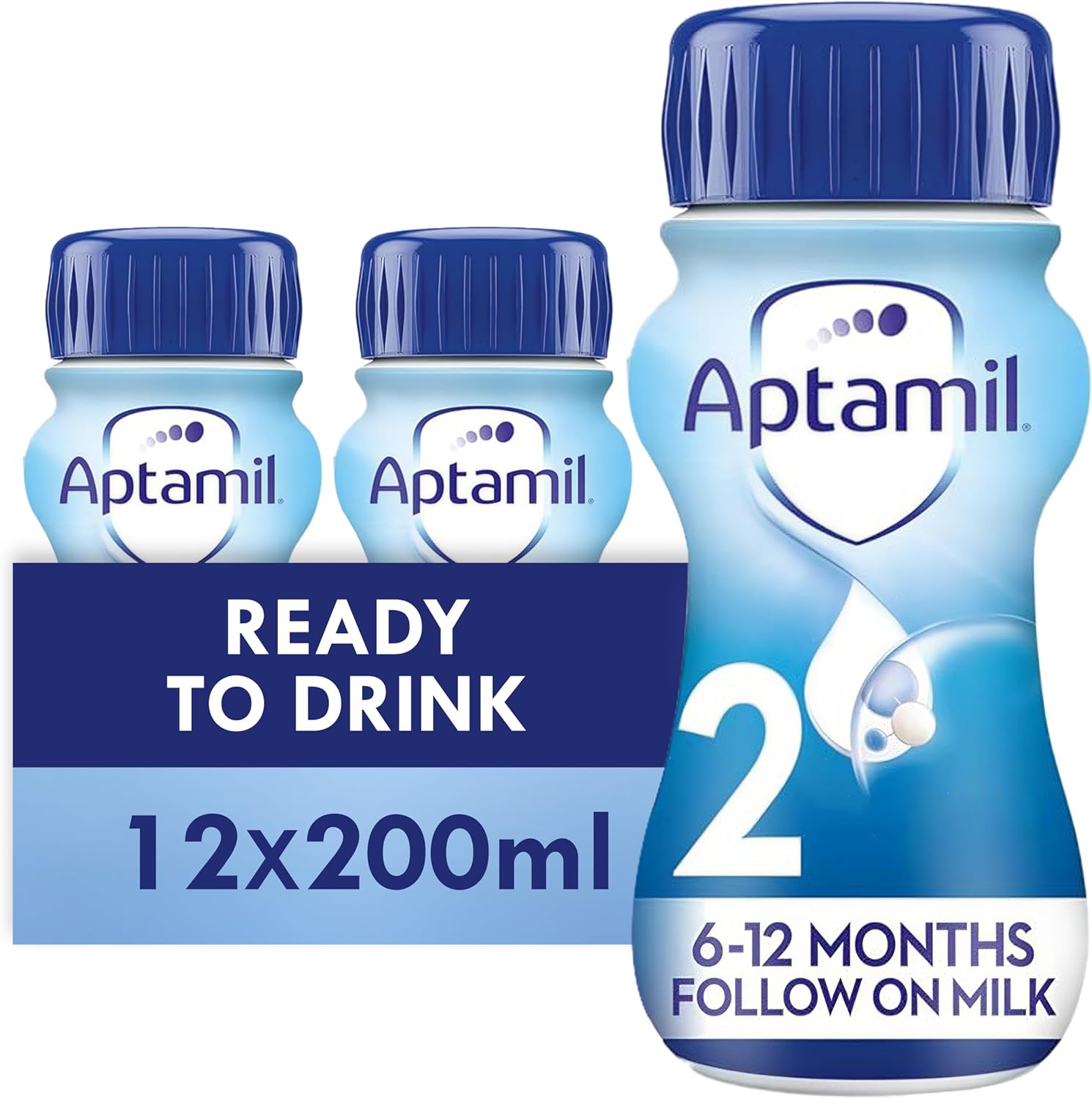 Aptamil 2 Follow On Baby Milk Ready to Use Liquid Formula, 6-12 Months, 200ml (Pack of 12)