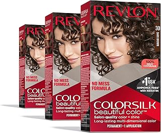 Revlon Colorsilk Beautiful Color Permanent Hair Color, 30 Dark Brown (Pack of 3)