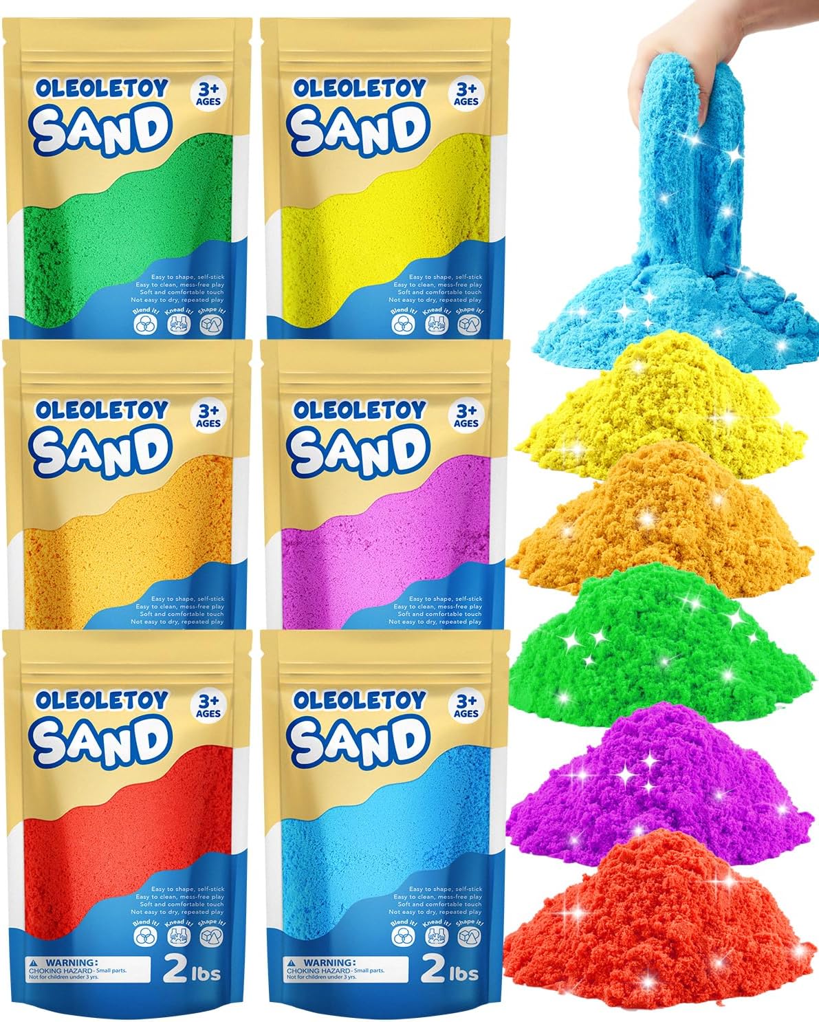 OleOletOy Colored Sand Bulk for Kids: Large Pack Multicolor Moldable Sand - Sensory Toys for Kids Age 3-8 - Bulk Refill for Sandbox Classroom Indoor - Gifts for Boy Girls (12 Lbs)