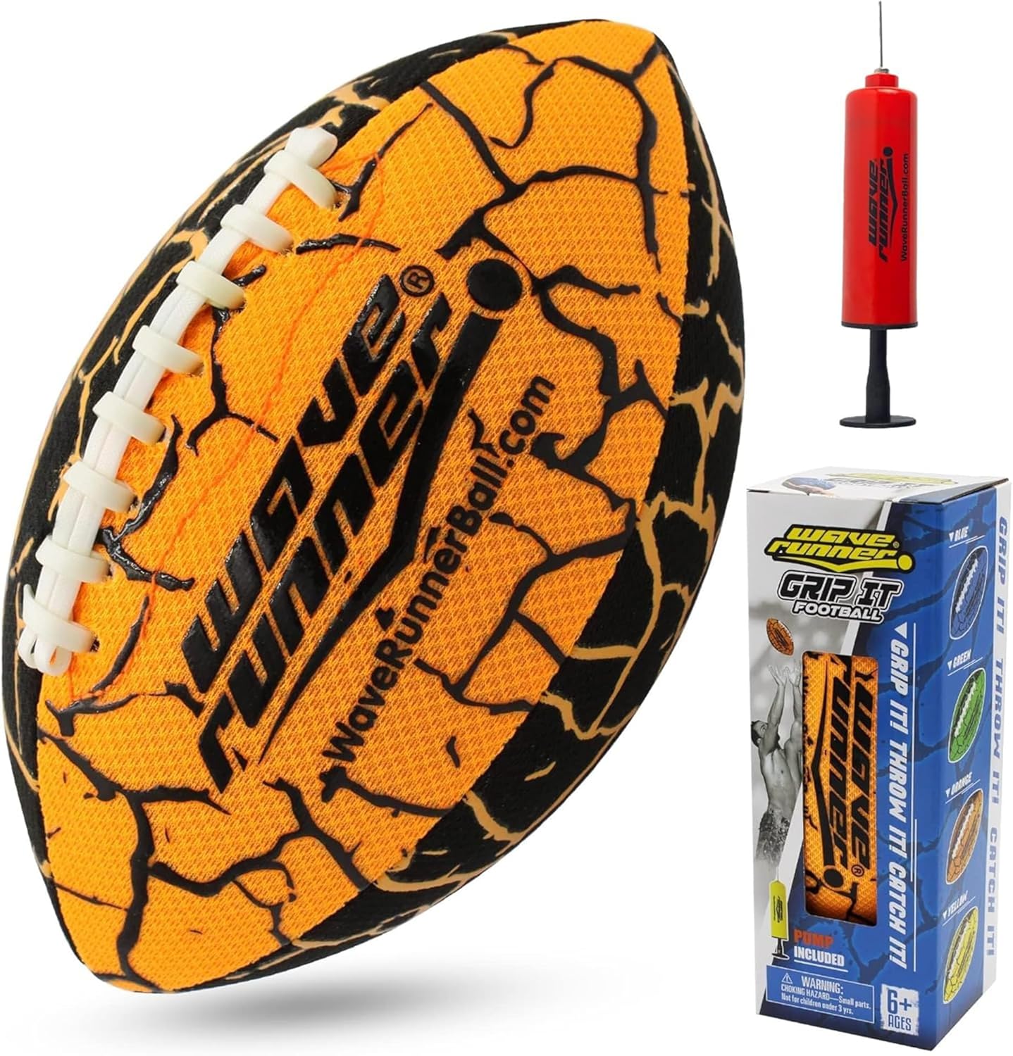 Wave Runner Grip It Football, Size 9.25in - Water Football, Beach Toys, Kids Outdoor Games for Summer | Pool Toys Football - Special Grip Pattern, Double Laced, Lightweight, All Weather Fun Water Toy