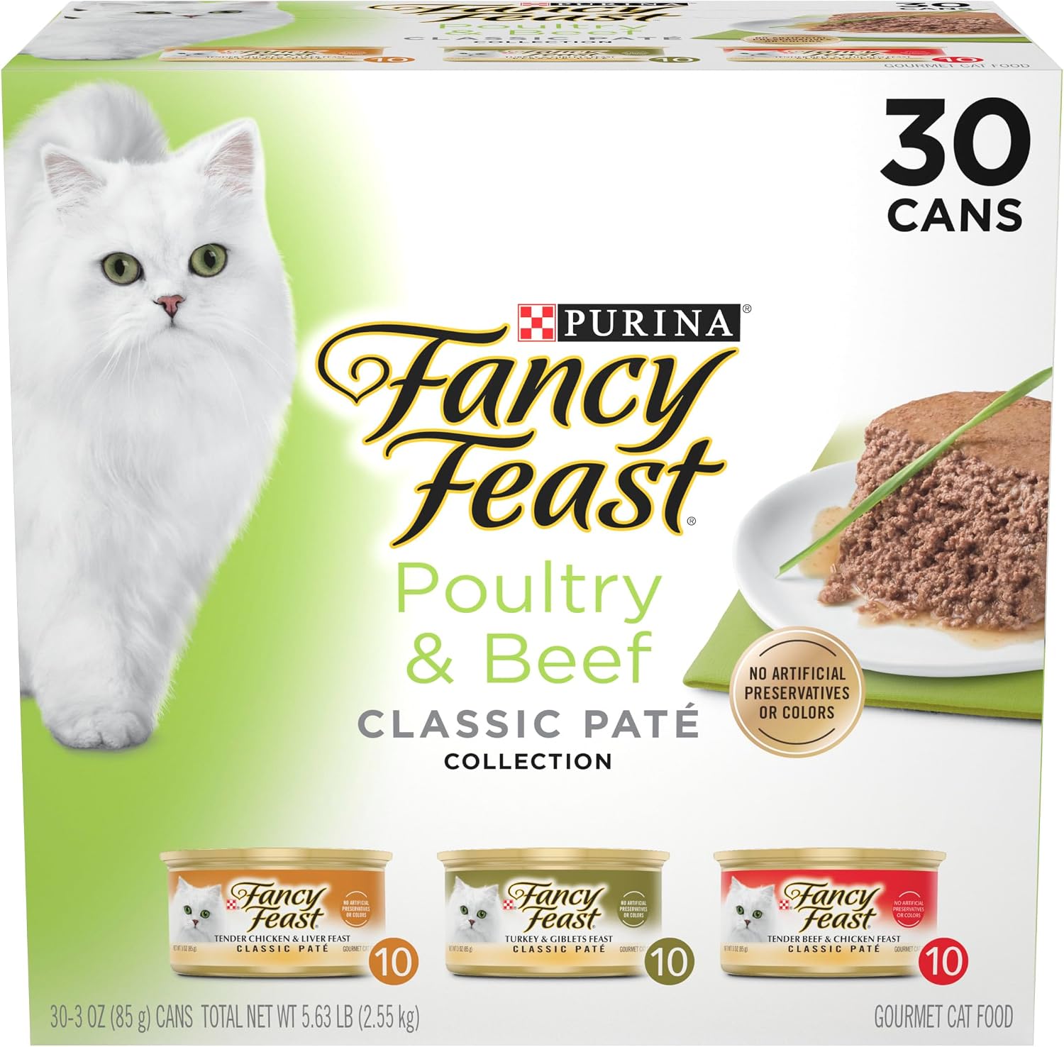Fancy Feast Classic Pate Poultry & Beef Wet Cat Food, 3 oz Cans, 30-Pack