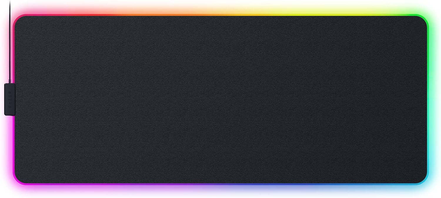 Razer Strider Chroma - Hybrid Gaming Mouse Mat with Razer Chroma RGB (Hybrid Soft/Hard Mat, 19 Chroma RGB Lighting Zones, Anti-slip Base, Seamless Edges) L | Black