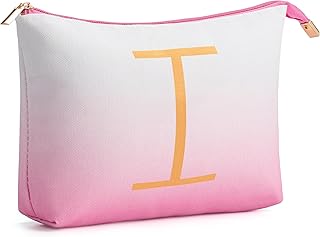 HBselect Initial Makeup Bag, Pink Travel Toiletry Bag, Personalized Gifts Bag for Women Friends Teachers, Birthday Gifts for Women Girls, Graduation Gifts for her, Bride Bridesmaid Cosmetic bag