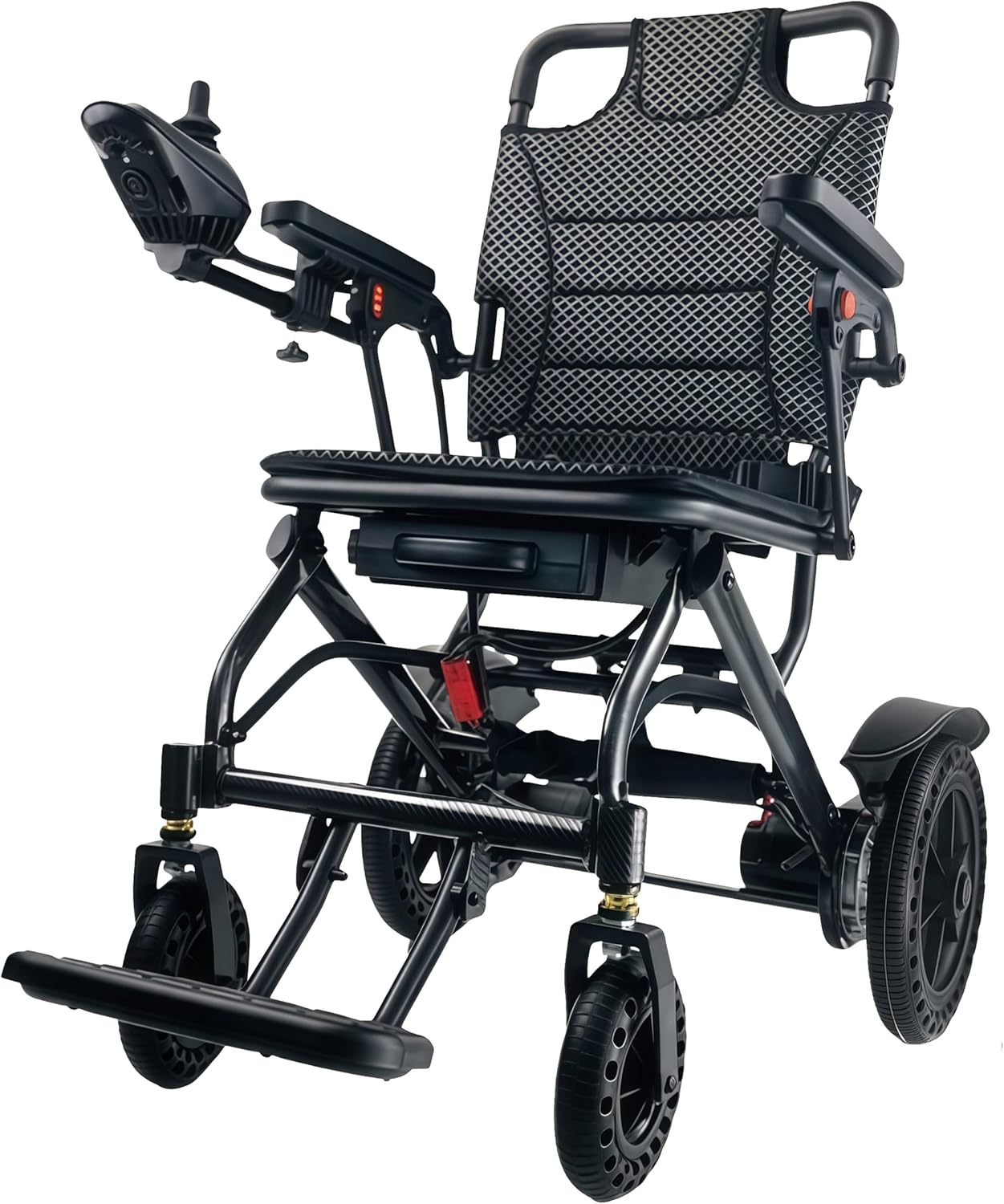 ByteTecpeak D04 Foldable Electric Wheelchair with Powerful 500W Motor, 10Ah Removable Battery, 20km Range, 150kg Capacity, Lightweight Carbon Aluminium PowerchairโTravel & Airline Approved