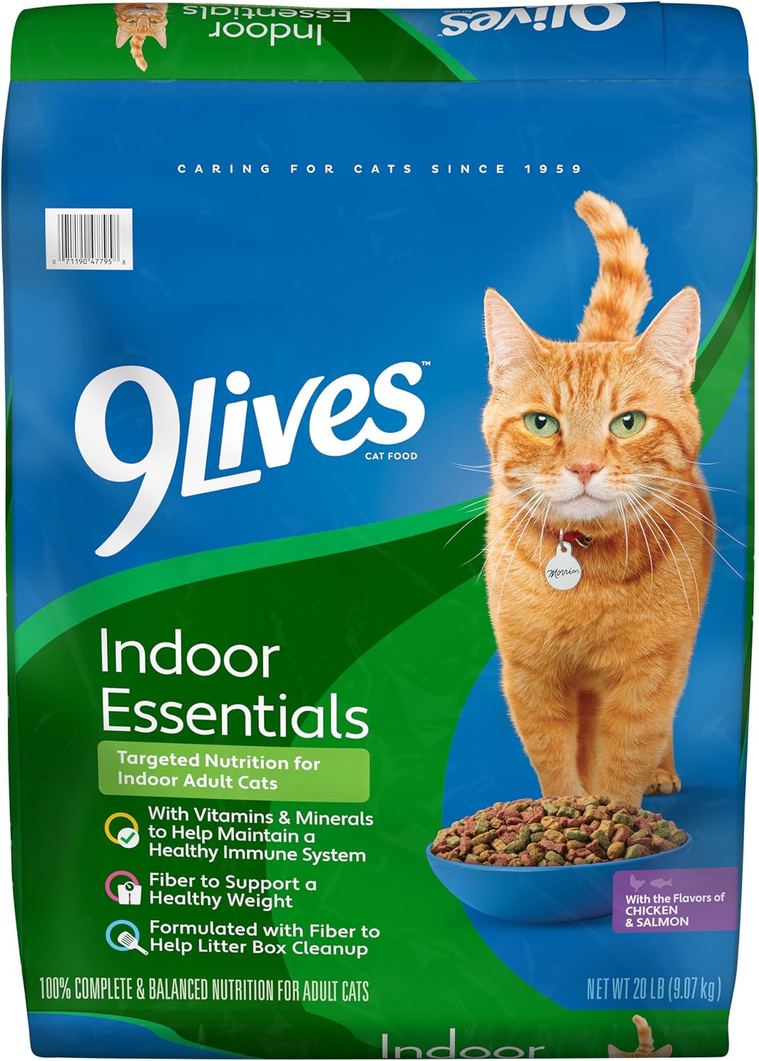 9Lives Indoor Essentials Dry Cat Food with Chicken & Salmon, 20 lb. Bag