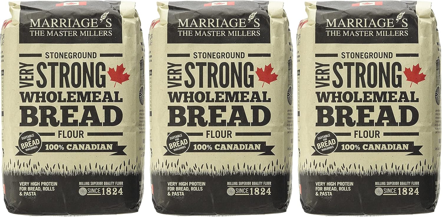 Marriages Canadian VERY Strong Wholemeal Bread Flour, 1.5kg (Pack of 3)