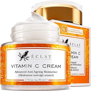 Vitamin C Face Cream - Vitamin C Cream with 2.5% Hyaluronic Acid + 2% Squalane, Vitamin C Moisturizer for Face, Brightening Cream to Reduce Uneven Skin Tone and Wrinkles, Antioxidant Firming Cream